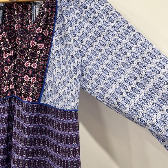 Kenar Boho Bohemian Long Sleeve Top Blouse size S Blue Purple Lila - Picture 7 of 9